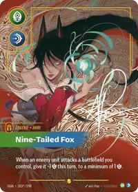 Ahri - Nine-Tailed Fox (Signature) — Riftbound Showcase card