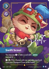 Teemo - Swift Scout (Signature) — Riftbound Showcase card