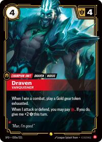 Draven - Vanquisher (Alternate Art) — Riftbound Showcase card