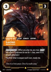 Lucian - Merciless (Alternate Art) — Riftbound Showcase card
