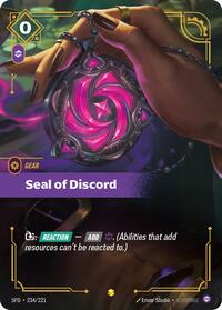 Seal of Discord (Overnumbered) — Riftbound Showcase card