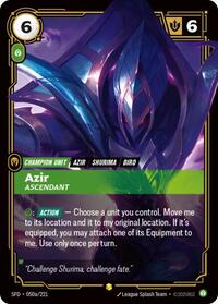 Azir - Ascendant (Alternate Art) — Riftbound Showcase card