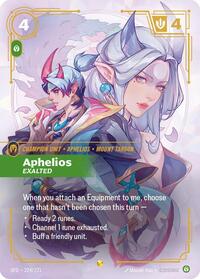 Aphelios - Exalted (Overnumbered) — Riftbound Showcase card