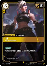 Vi - Peacekeeper (Alternate Art) — Riftbound Showcase card