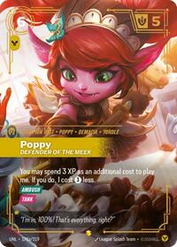 Poppy - Defender of the Meek (Alternate Art) — Riftbound Showcase card