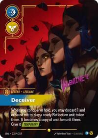 LeBlanc - Deceiver (Signature) — Riftbound Unleashed Showcase card