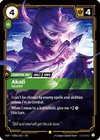Akali - Silent (Alternate Art) — Riftbound Showcase card
