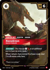 Renekton - Rage Fueled — Riftbound Rare card