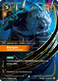Rengar - Trophy Hunter (Overnumbered) — Riftbound Showcase card