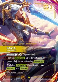 Kayle - Justified (Overnumbered) — Riftbound Showcase card
