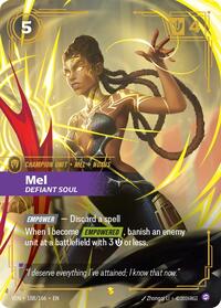 Mel - Defiant Soul (Overnumbered) — Riftbound Showcase card